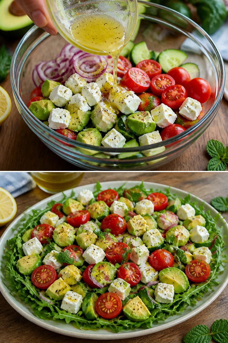 Leckerer Avocado-Feta-Salat mit frischen Zutaten