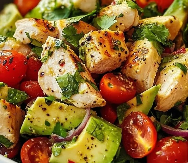 Avocado-Hähnchen-Salat
Zutaten 📋
- 2 reife Avocados
- 300 g Hähnchenbrustfilet
- 150 g Cherrytomaten (halbiert)
- 1 kleine rote Zwiebel (fein gehackt)
- 1 Limette (Saft)
- 2 EL Olivenöl
- 1 TL Hon...
