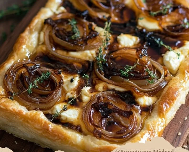 Blätterteig mit Ziegenkäse und karamellisierten ZwiebelnZutaten:1 Rolle Blätterteig
200 g Ziegenkäse
2 große Zwiebeln
2 EL brauner Zucker
2 EL Balsamico-Essig
1 Ei, verquirlt
Salz und Pfeffer...
