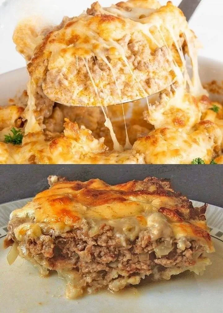 Überbackener Blumenkohl mit Hackfleisch aus dem Ofen, ein leckeres Rezept.