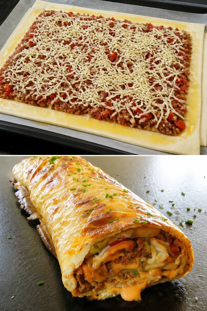 Käsebrötchen mit Hackfleisch und Blätterteig aus dem Rezept Cooking With Us