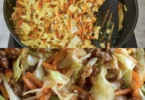 Chinakohl mit Hackfleisch auf einem Teller serviert, gesundes Rezept