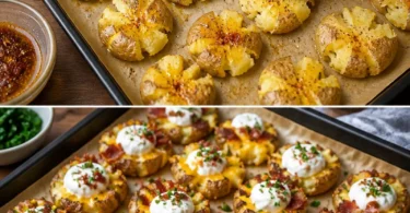 Crispy Smashed Loaded Potatoes mit Toppings