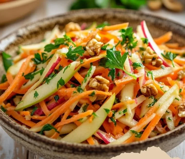 Frühlingssalat mit Kohlrabi, Möhren und Apfel