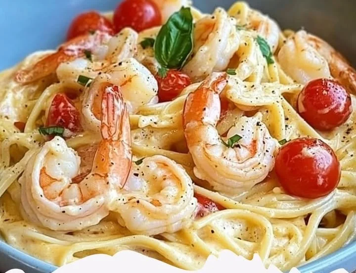Garnelen-Spaghetti in leckerer Knoblauch-Frischkäsesauce