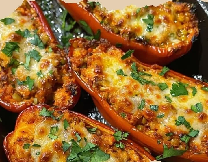 Gefüllte Spitzpaprika mit roten Linsen