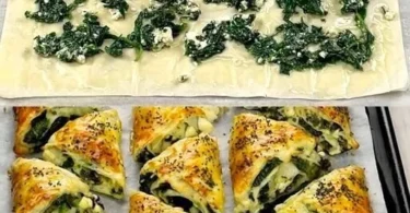 Griechische Spinatpita mit frischem Spinat und Feta in einem knusprigen Teig