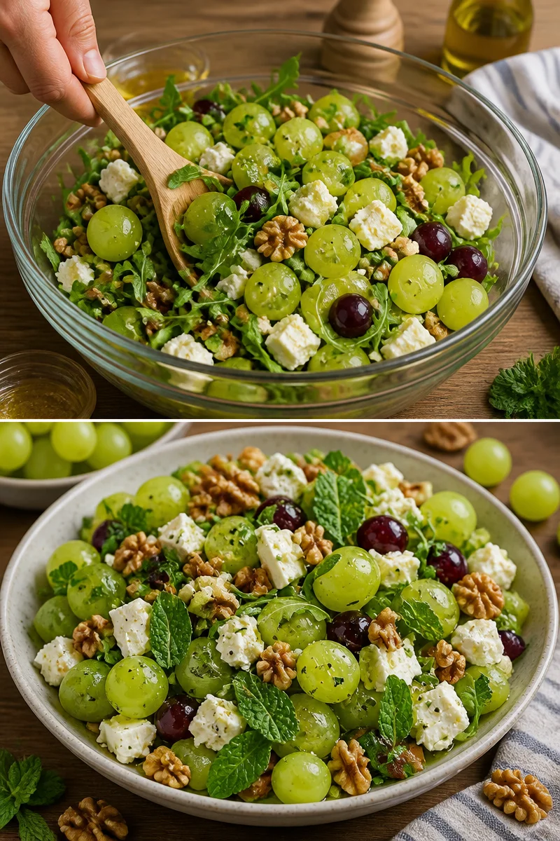 Grüner Trauben-Salat mit Feta und frischem Gemüse