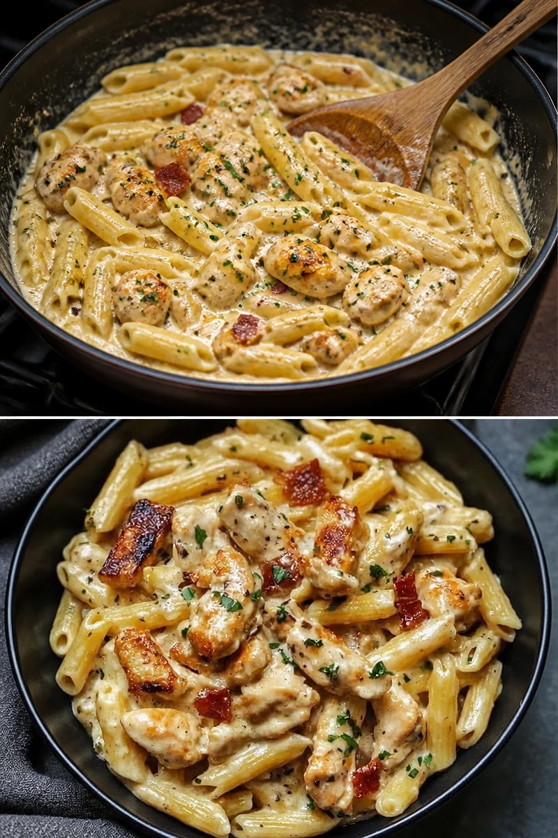 Hähnchen Pasta mit Parmesan - ein leckeres, einfaches Rezept