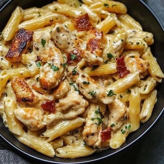 20 Minuten “Heirate mich” Hähnchen Pasta mit 50g Parmesan
Zutaten
200 g Penne
200 g Hähnchenbrust
100 ml Schlagsahne
500 ml Brühe
50 g Parmesan, geriebener
1⁄2 Bund Petersilie, glatte
1 EL...