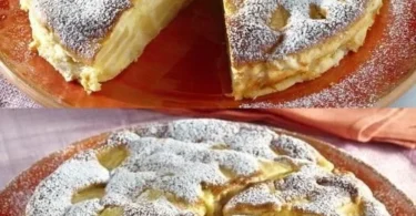 Italienischer Apfelkuchen mit Äpfeln und Zimt auf einem schönen Teller