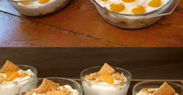 Käse Sahne Dessert in einer eleganten Schale serviert