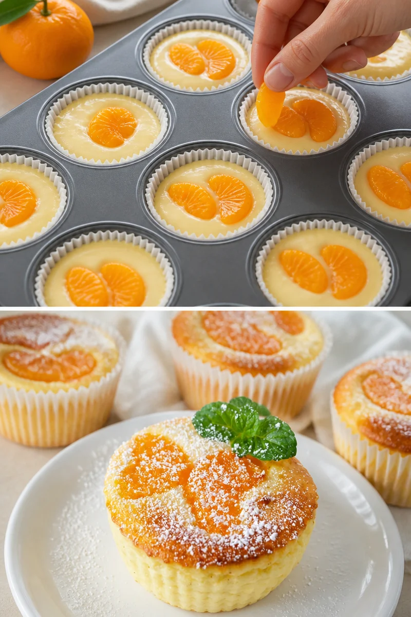 Leckere Käsekuchenmuffins mit Magerquark und Puddingpulver auf einem Tisch