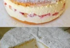 Leckere Käsesahne Torte mit frischem Käse und Sahne