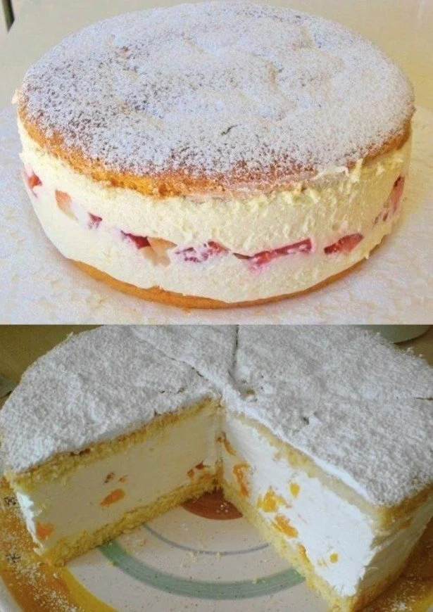 Leckere Käsesahne Torte mit frischem Käse und Sahne