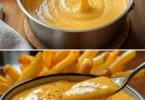 Käsesauce für Pommes in einer Schüssel, ideal für Snacks