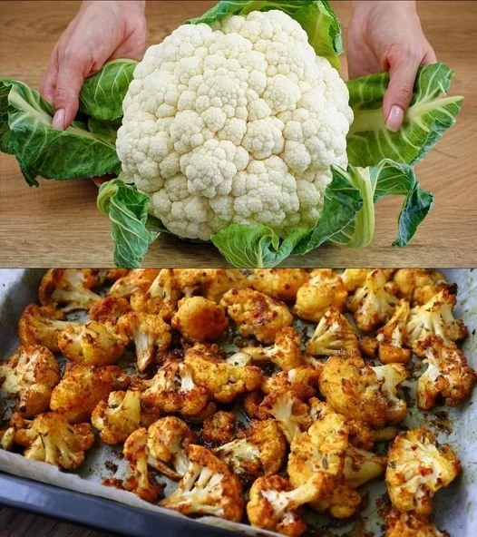 Knuspriger Blumenkohl aus dem Backofen auf einem Teller serviert