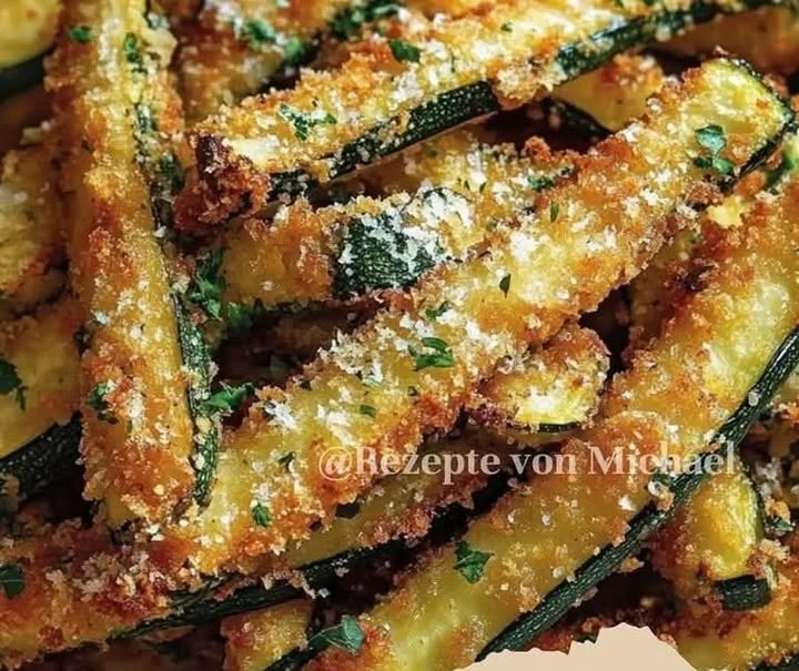 Krosse Parmesan-Knoblauch-Zucchini-Streifen
