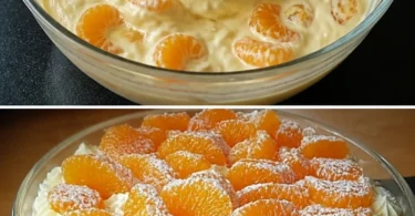Leckeres Mandarinen Tiramisu auf einem Dessertteller