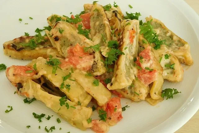 Maultaschen in Sahnesauce