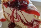 Nuss Käsekuchen ohne Backen auf einem Teller mit einer Gabel