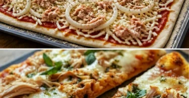 Protein-Pizza mit Skyr auf einem Teller serviert