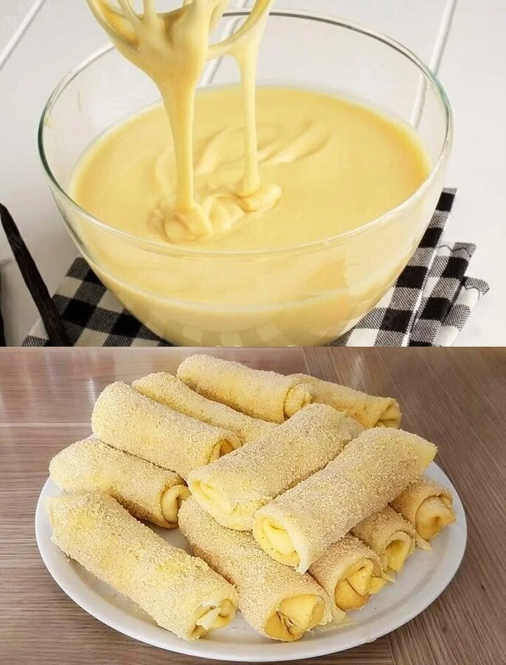Quark Pfannkuchen mit Zimtzucker ohne Mehl auf einem Teller serviert.