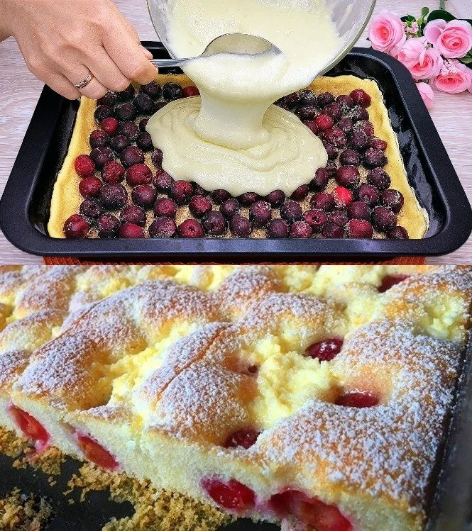 Quarkkuchen mit Süßkirschen