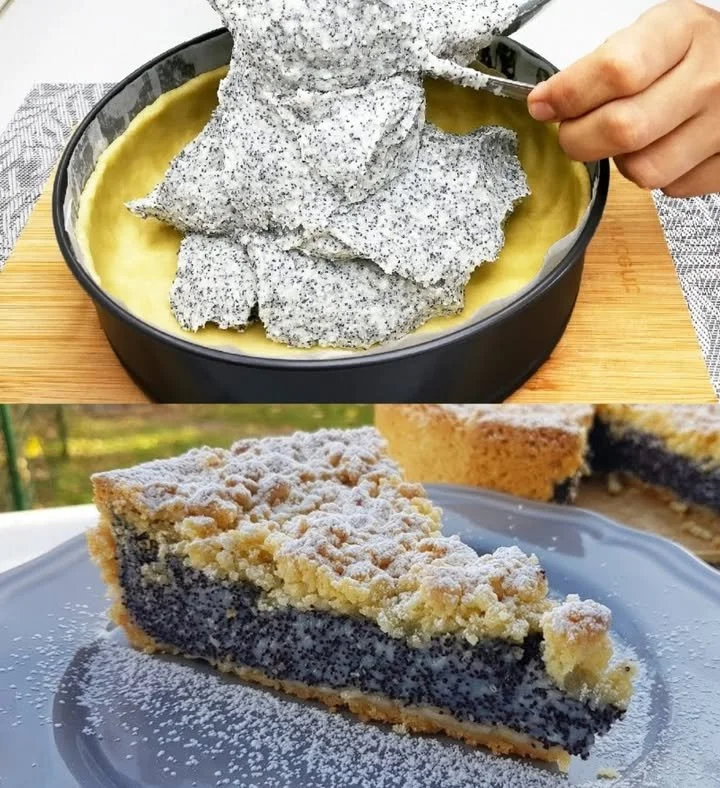 Schmandkuchen auf einem Teller mit frischen Früchten garniert