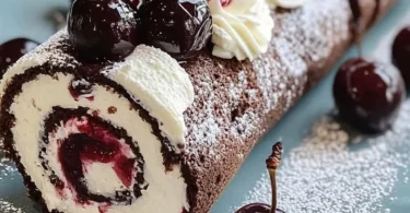 Leckere Schwarzwälder Kirschtorte mit Kirschen und Sahne