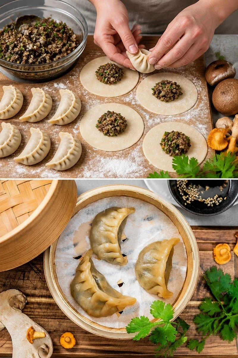Schwarzwälder Pilz-Dim Sum mit Sojasauce
