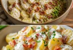Steakhouse Kartoffelsalat mit frischen Zutaten und leckeren Gewürzen