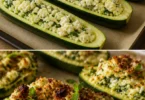 Überbackene Zucchini mit Feta und Kräutern, gesundes Rezept