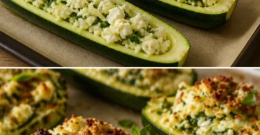 Überbackene Zucchini mit Feta und Kräutern, gesundes Rezept