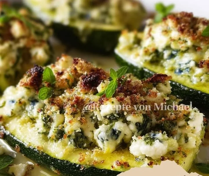 Überbackene Zucchini mit Feta-KräuterfüllungZutaten
4 mittelgroße Zucchini
200 g Feta-Käse
100 g Frischkäse
1 kleine Zwiebel, fein gehackt
2 Knoblauchzehen, gepresst
1 Handvoll frische Petersil...