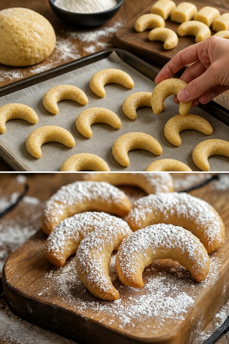 Leckere Vanillekipferl auf einem Teller, ideal für die Weihnachtszeit.
