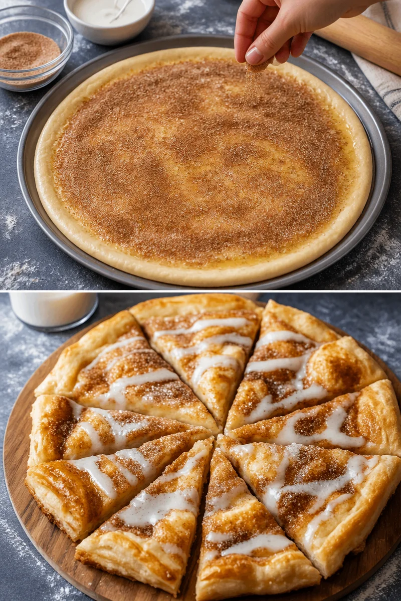 Zimtpizza mit Zimt und Zucker, eine süße Leckerei zum Genießen